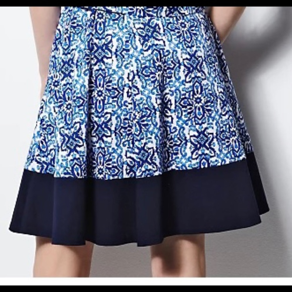 NWT Women’s Blue & White Tile Print Skirt by MILLY for DesignNation Size Small